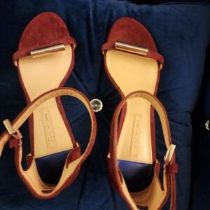 NWT Stuart Weitzman Nudist 75 Cylinder Sandal - Burgundy Suede Size US 10 M